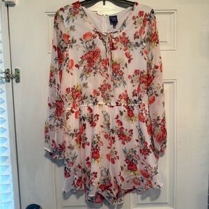 Disney Floral Romper in White with Red and Pink Roses